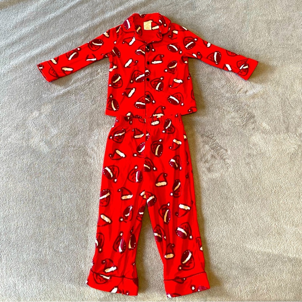 2T - Cat & Jack Red Santa Hat Kids Pajama Set - Great Quality!